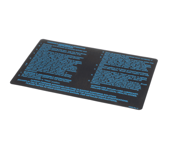TAYLOR FREEZERS 019029 DECAL-INST-CLN HPR