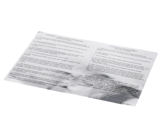 TAYLOR FREEZERS 042170 DECAL-INST-CLN-PMP HPR